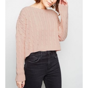 Cameo Rose Pale Pink Cable Knit Jumper