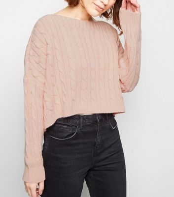 Cameo Rose Pale Pink Cable Knit Jumper