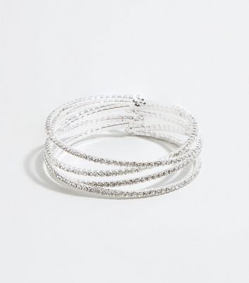 Silver Diamanté Stretch Cuffs