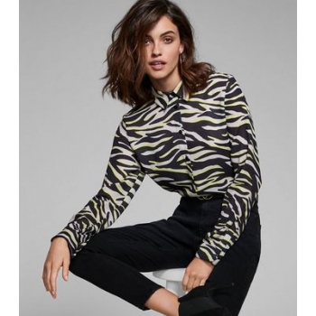 Black Neon Zebra Print Longline Shirt