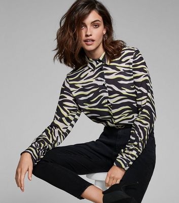 Black Neon Zebra Print Longline Shirt