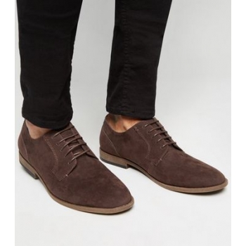 Dark Brown Suedette Lace Up Derby Shoes