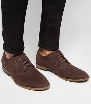 Dark Brown Suedette Lace Up Derby Shoes