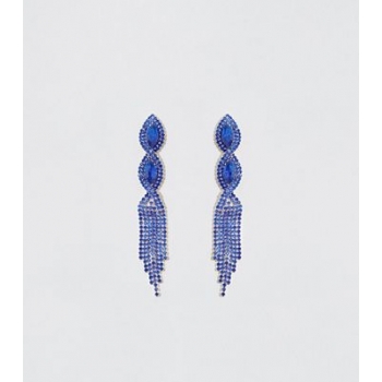 Blue Premium Gem Twist Chandelier Earrings