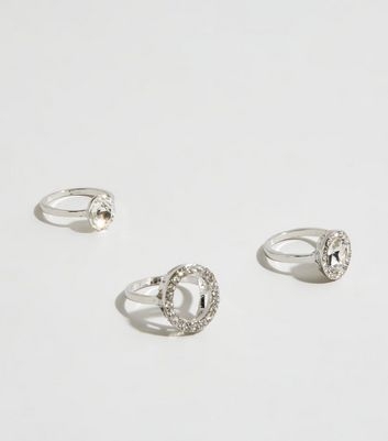 3 Pack Silver Premium Gem Stacking Rings