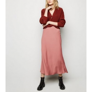 Rust Satin Bias Cut Midi Skirt