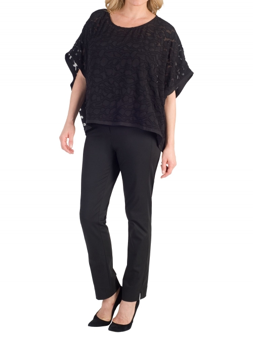 Chesca Pebble Burnout Top, Black