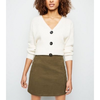 Khaki Corduroy High Waist Mini Skirt