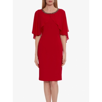 Gina Bacconi Sabella Beaded Dress, Red