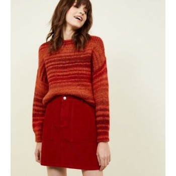 Red Corduroy Utility Pocket Skirt