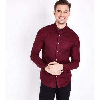 Burgundy Muscle Fit Stretch Oxford Shirt