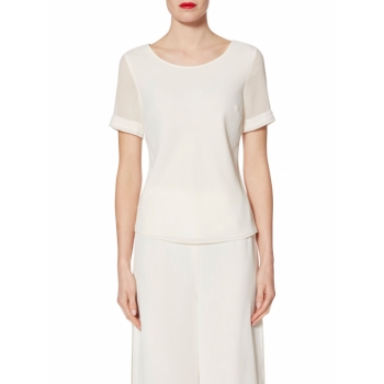 Gina Bacconi Layered Chiffon Top, Chalk Light