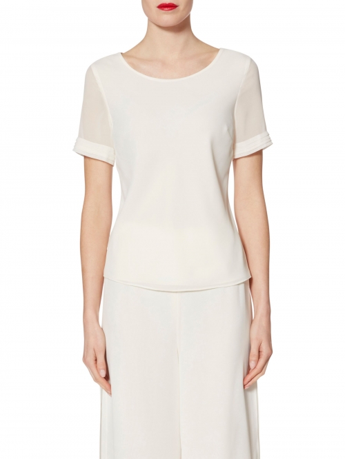 Gina Bacconi Layered Chiffon Top, Chalk Light