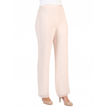 Chesca Satin Trim Chiffon Trousers, Blush