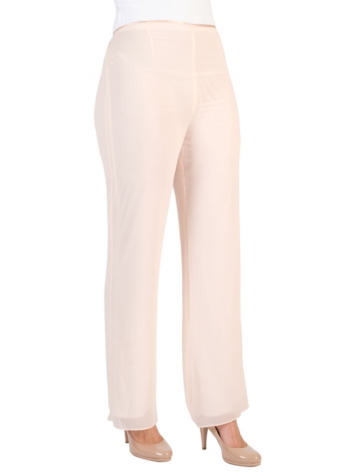 Chesca Satin Trim Chiffon Trousers, Blush