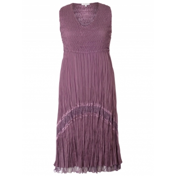 Chesca Crush Pleat Lace Dress, Haze