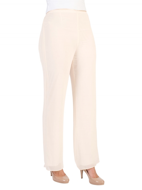 Chesca Satin Trim Chiffon Trousers, Blonde