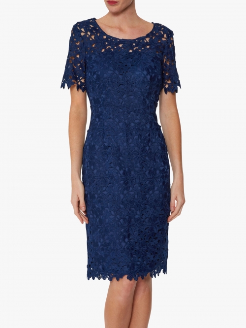 Gina Bacconi Carole Lace Dress, Navy