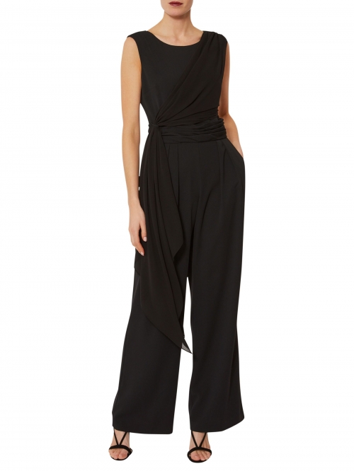 Gina Bacconi Chiffon Crepe Jumpsuit, Black