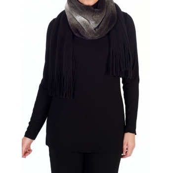 Chesca Knit and Faux Chinchilla Scarf, Black