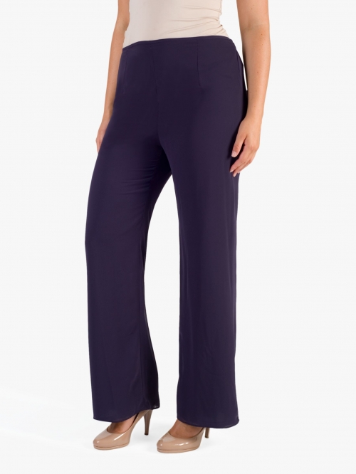 Chesca Jersey Lined Chiffon Trousers, Grape