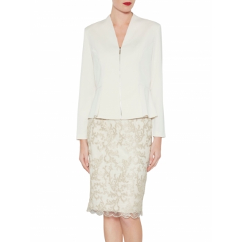 Gina Bacconi Moss Crepe Zip Jacket, Butter Cream