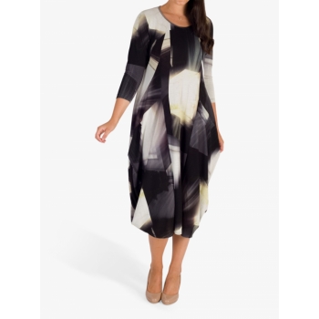 Chesca Abstract Print Jersey Draped Dress, Black