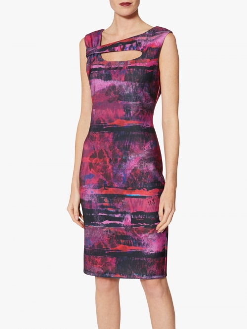 Gina Bacconi Mischa Paint Dress, Fuschia