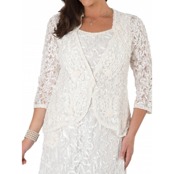 Chesca Lace Cornelli Embroidered Trim Jacket, Ivory