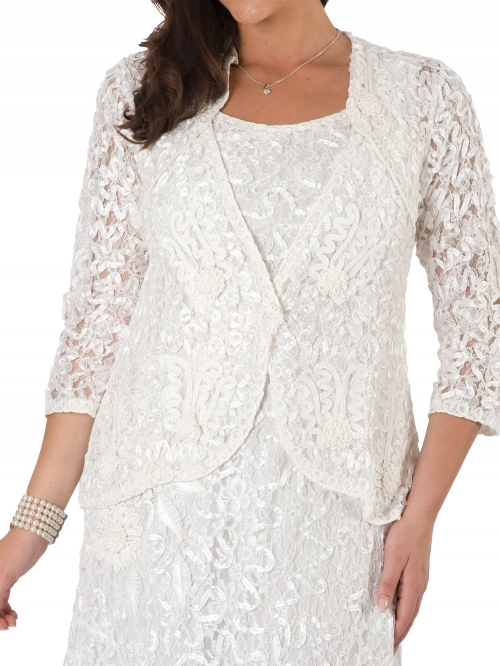 Chesca Lace Cornelli Embroidered Trim Jacket, Ivory