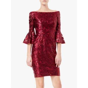 Adrianna Papell Open Neck Sequin Dress, Garnet