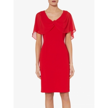 Gina Bacconi Arwena Crepe Dress, Lipstick Red