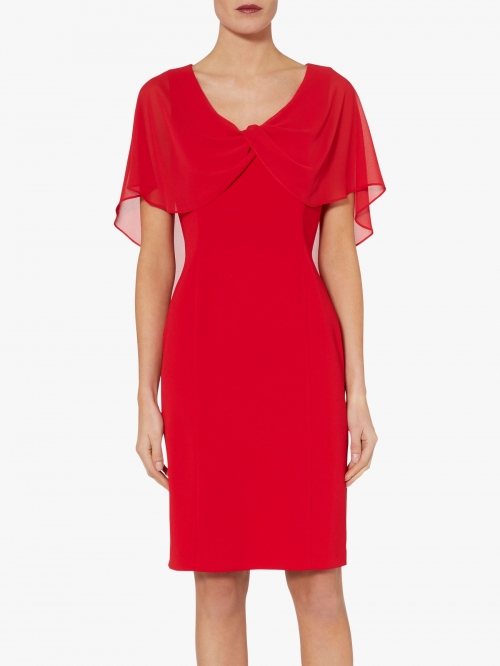 Gina Bacconi Arwena Crepe Dress, Lipstick Red