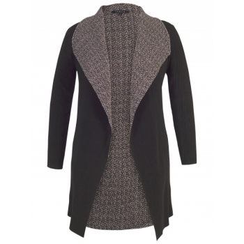 Chesca Reversible Herringbone Shrug, Black/Cream