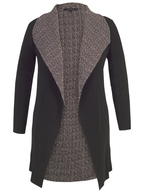 Chesca Reversible Herringbone Shrug, Black/Cream