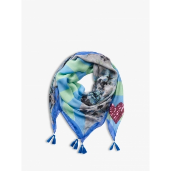 Betty Barclay Sequin Heart Floral Scarf, Blue/Multi