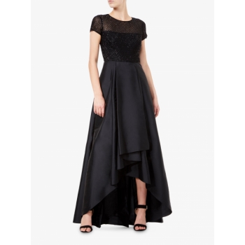 Adrianna Papell Beaded Satin Cocktail Dress, Black