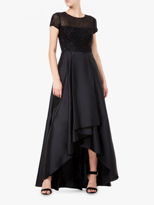 Adrianna Papell Beaded Satin Cocktail Dress, Black