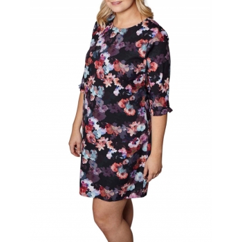 Yumi Curves Nouvea Floral Tunic Dress, Black