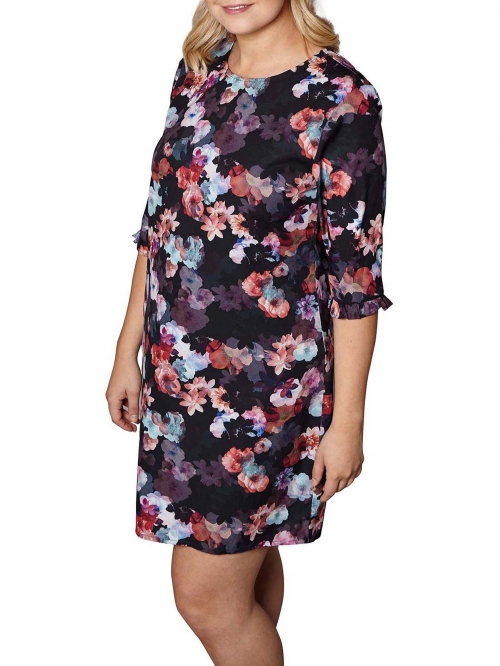 Yumi Curves Nouvea Floral Tunic Dress, Black