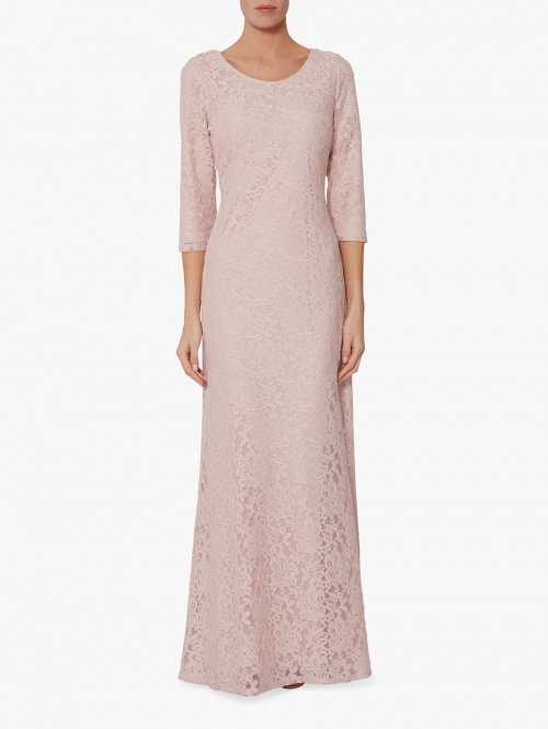 Gina Bacconi Jamie Lace Overlay Maxi Dress, Pink