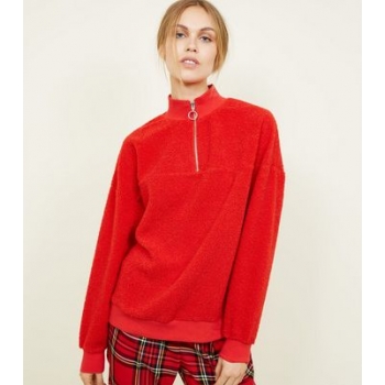 Red Borg Ring Zip Up Funnel Neck Sweatshirt