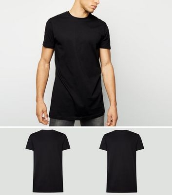 2 Pack Black Longline T-Shirts