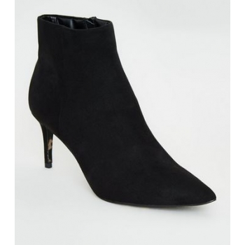 Black Leopard Print Sole Pointed Ankle Boots