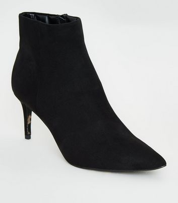 Black Leopard Print Sole Pointed Ankle Boots