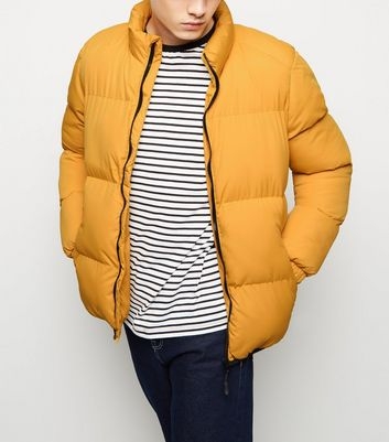 Yellow Funnel Neck Puffer Jacket