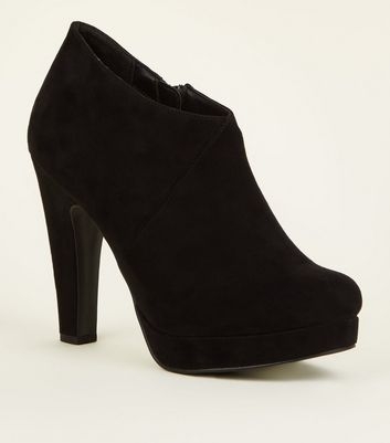 Black Comfort Suedette Platform Shoe Boots