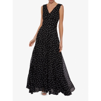 Gina Bacconi Calandra Spot Maxi Dress, Black/White