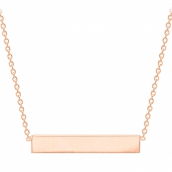 IBB Personalised Small Horizontal Bar Initial Pendant Necklace, Rose Gold