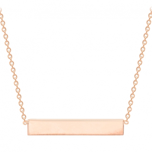 IBB Personalised Small Horizontal Bar Initial Pendant Necklace, Rose Gold